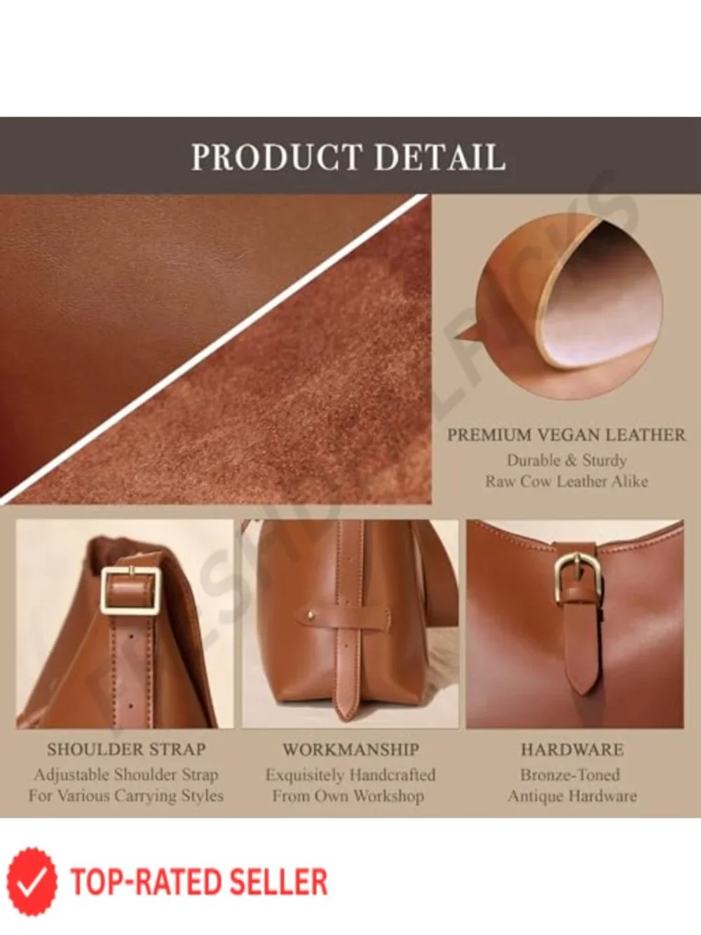 Vegan Leather Hobo Bag Medium Crossbody Shoulder Purse Handbag